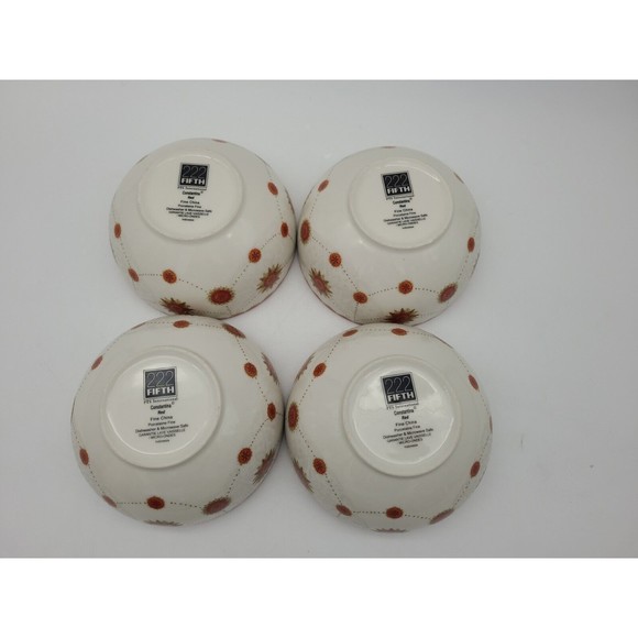 222 Fifth Constantina Red Soup Cereal Bowl 10126234 Set 4 - Picture 3 of 9